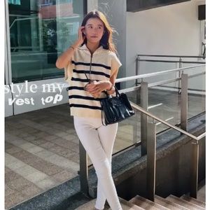 Zara Striped Knit Vest Size Small